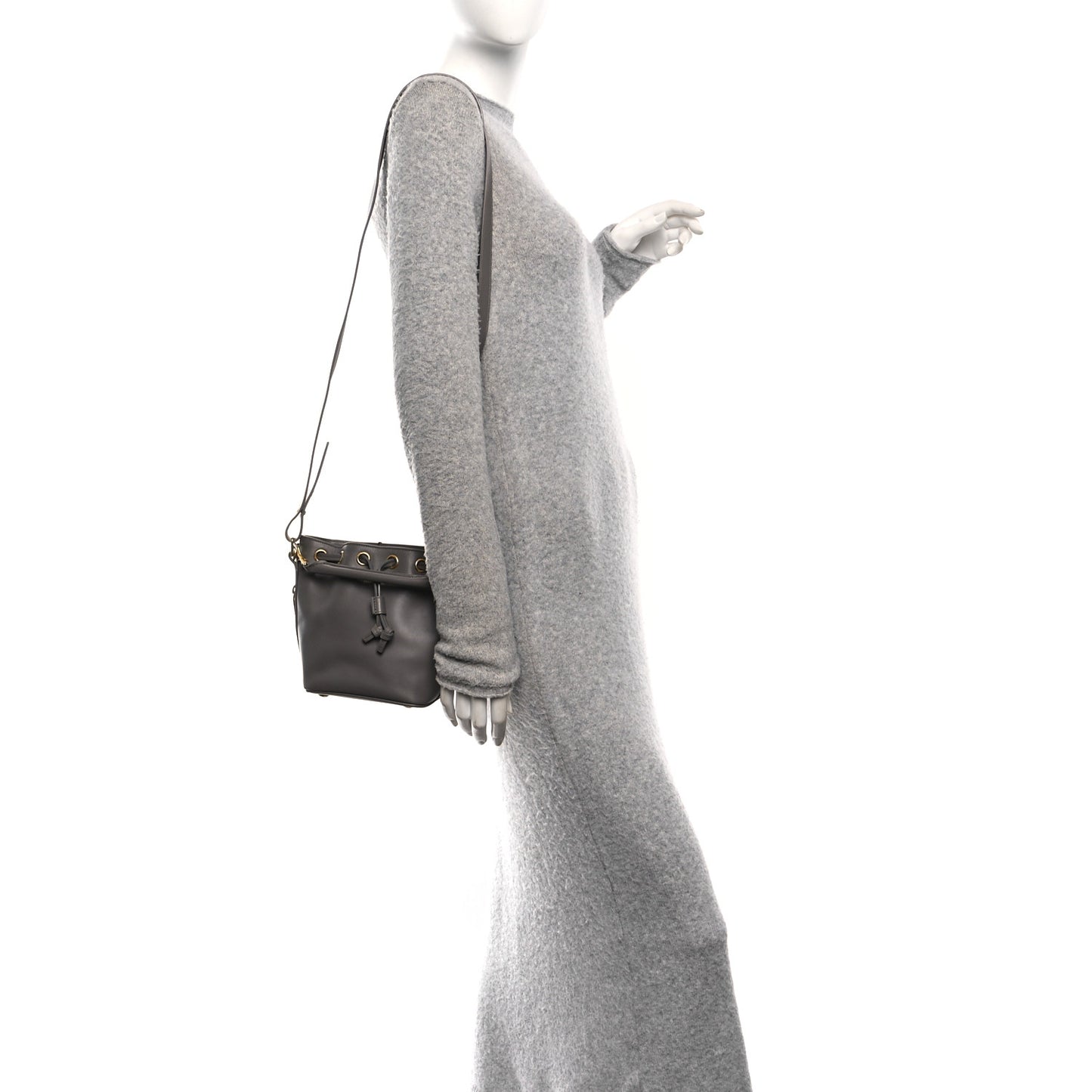 Calfskin Small Emmanuelle Bucket Bag Fog
