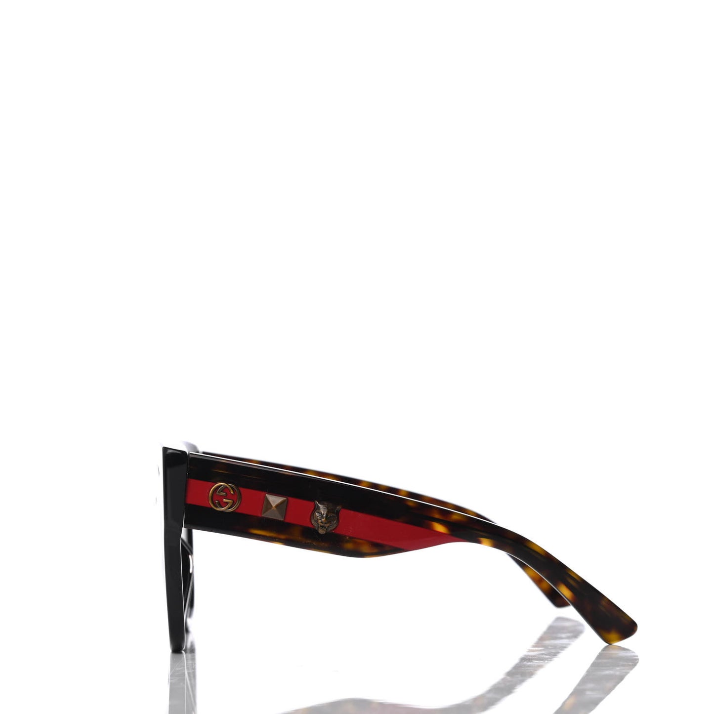 Acetate Square Frame Web Sunglasses GG0059S Black Tortoise