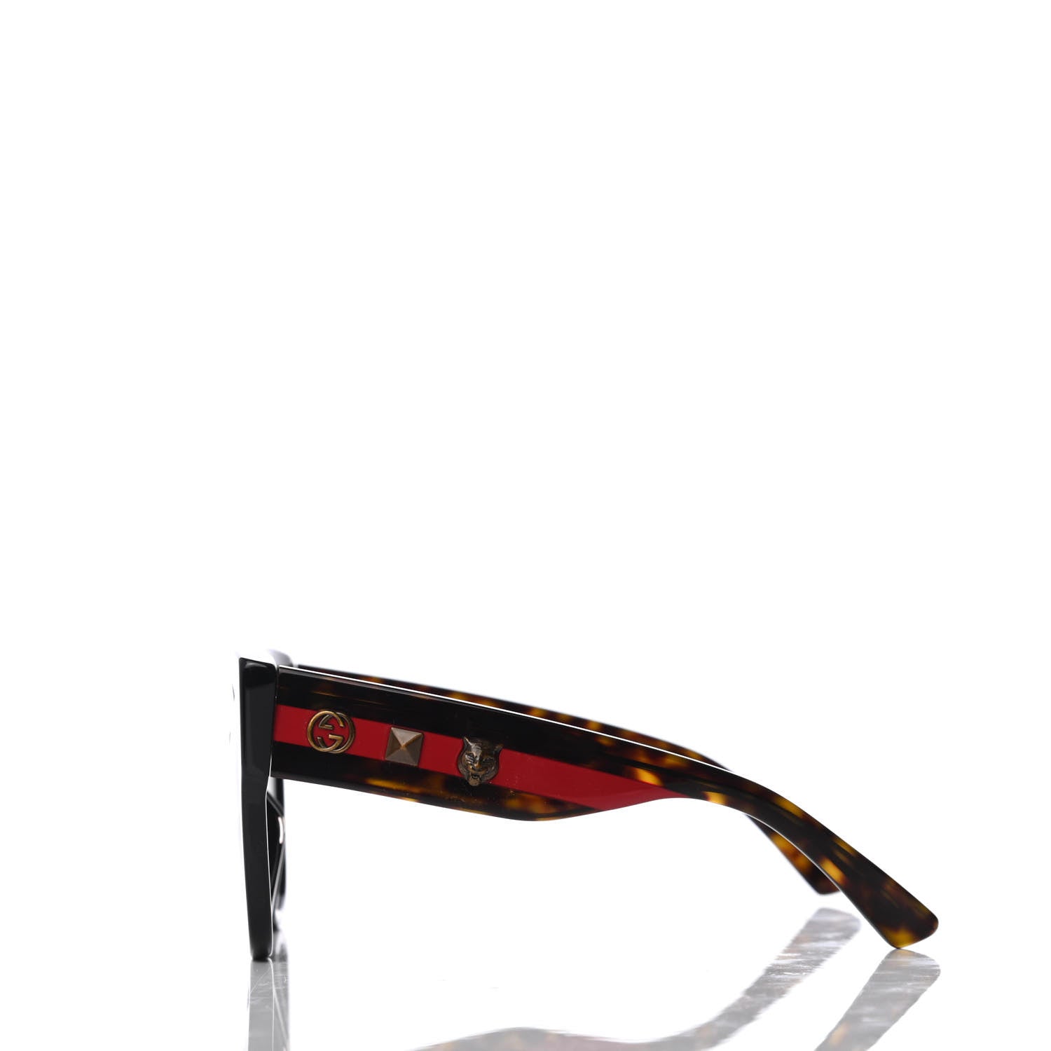 Gucci Acetate Square Frame Web Sunglasses GG0059S Black Tortoise 3 of 8