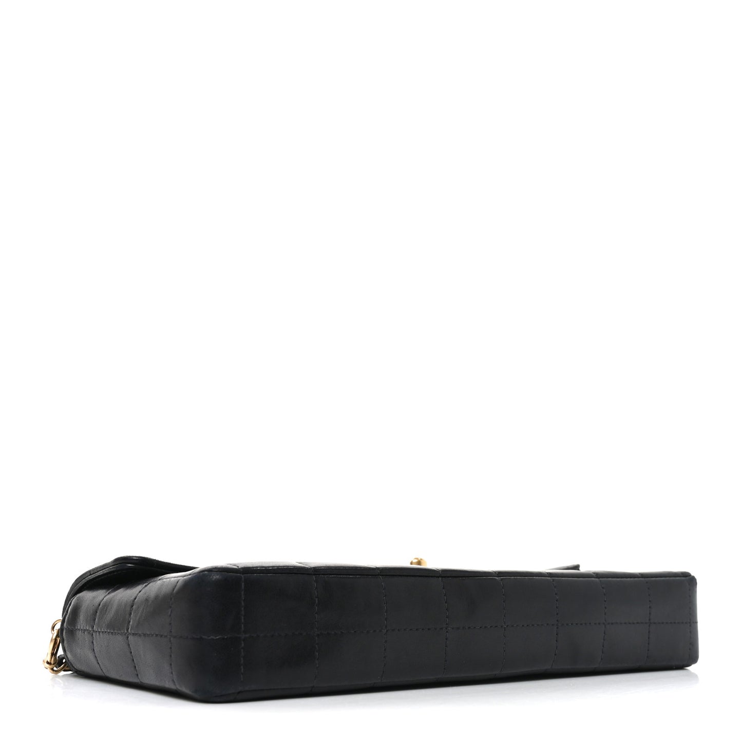 Lambskin East West Chocolate Bar Flap Black