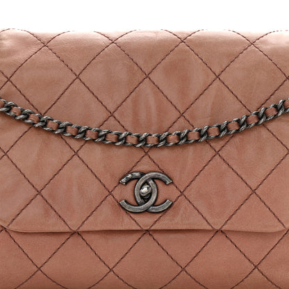 Chanel Aged Calfskin Quilted Chain Accordion Flap Dark Pink 8 of 11