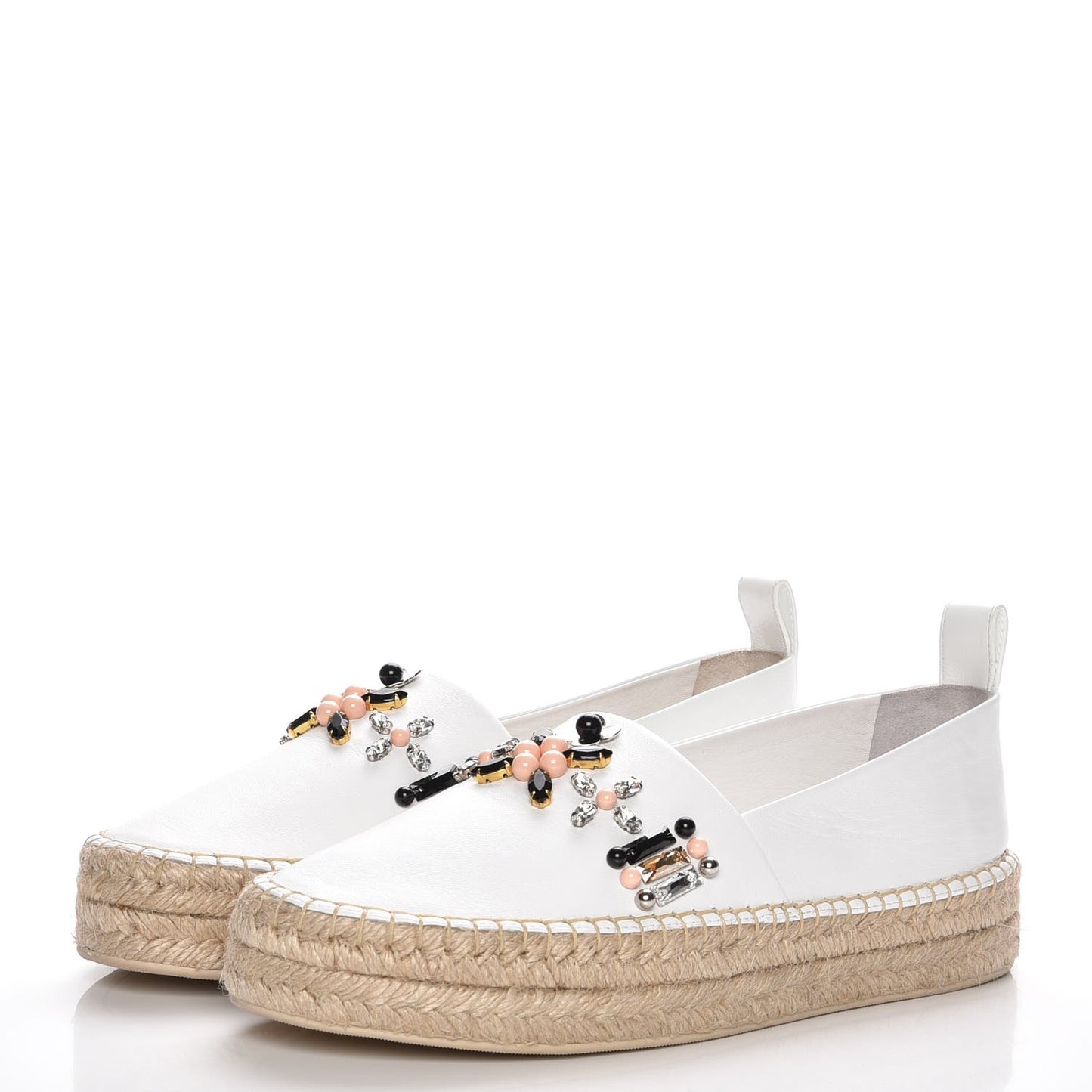Lambskin Front Pier Espadrille Flats 38.5 White