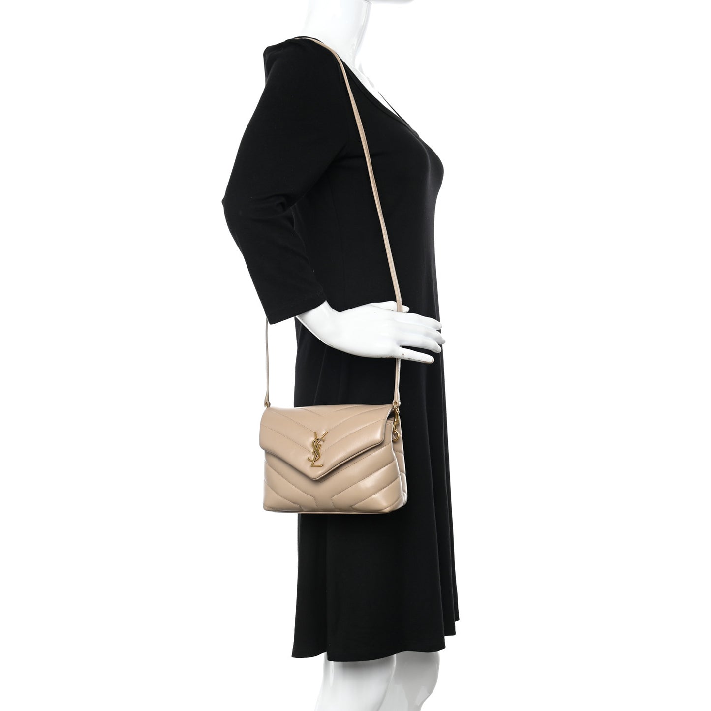 Calfskin Y Quilted Monogram Toy Loulou Crossbody Bag Dark Beige