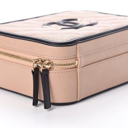 Chanel Caviar Quilted Medium CC Filigree Vanity Case Beige Black 6 of 10