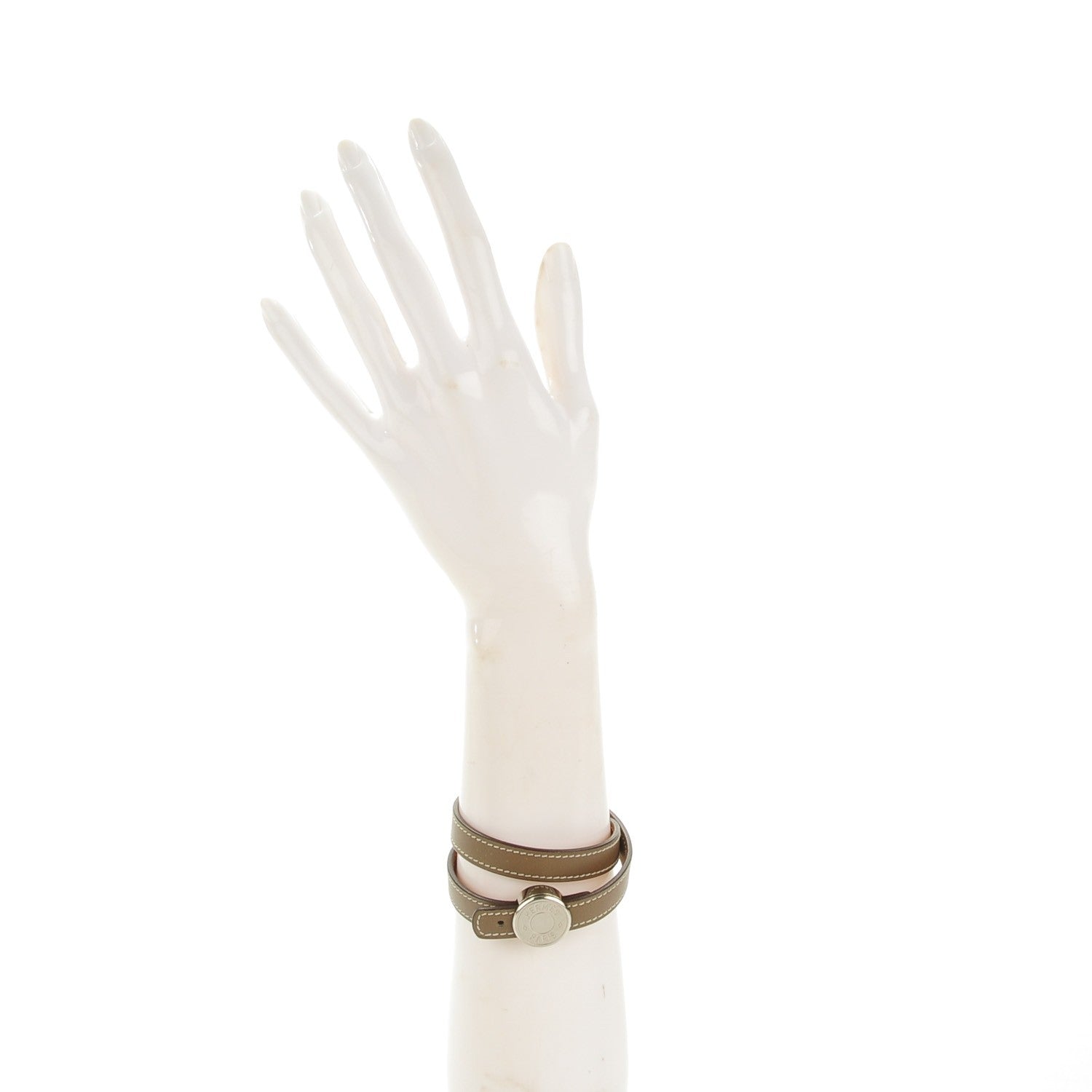 Hermes Tadelakt Looping Double Tour Bracelet Etoupe 2 of 7