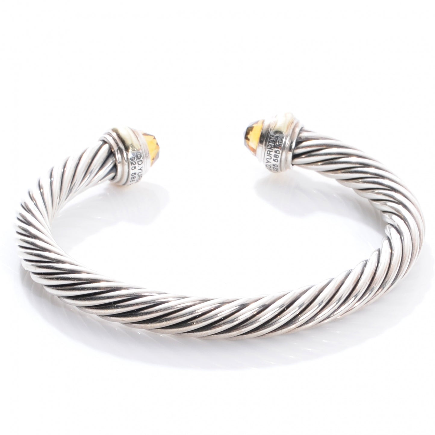 Sterling Silver and 14k Citrine 7mm Cable Cuff