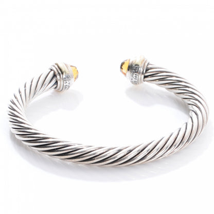 David Yurman Sterling Silver and 14k Citrine 7mm Cable Cuff 3 of 5
