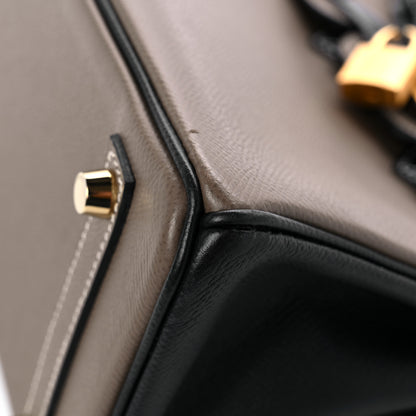 Hermes Epsom Horseshoe Birkin 25 Etoupe Black 9 of 12