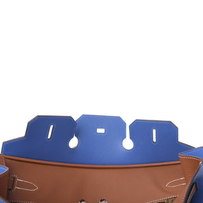 Hermes Epsom Horseshoe Birkin 35 Bleu Izmir Gold 16 of 31