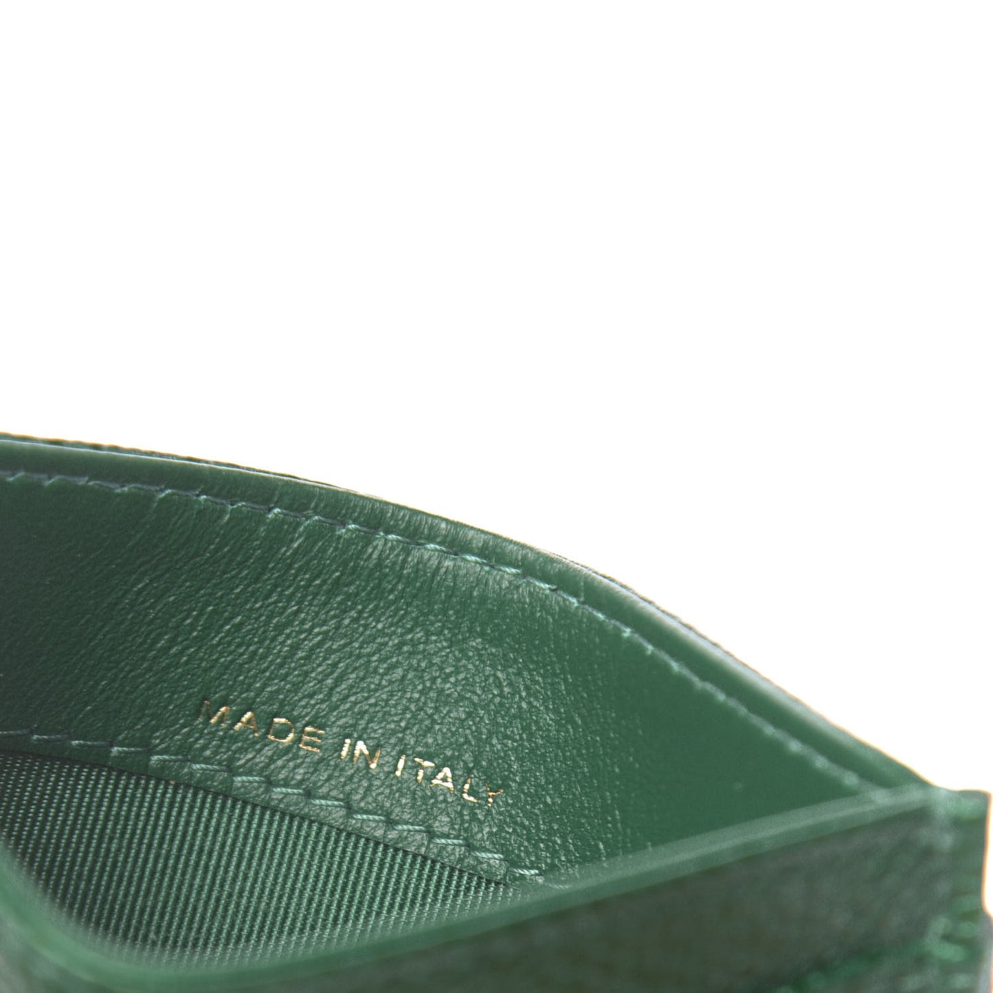 Metallic Caviar Quilted Card Holder Green