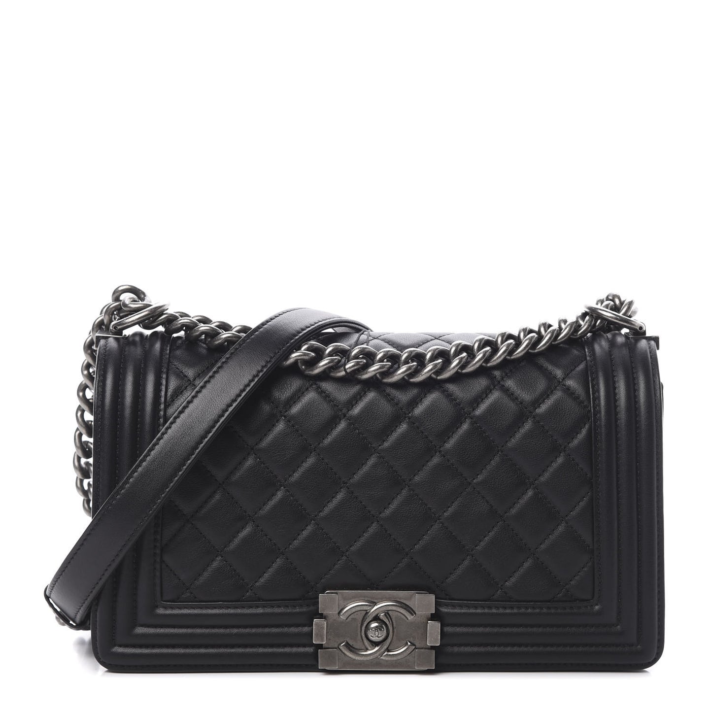Calfskin Quilted Medium Boy Flap Black
