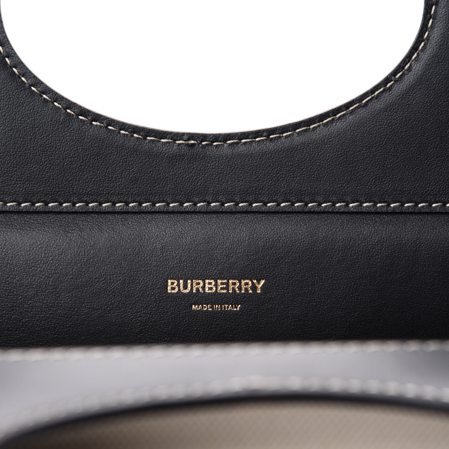 Burberry Canvas Smooth Calfskin Two Tone Medium Pocket Bag Natural Black 10 of 12