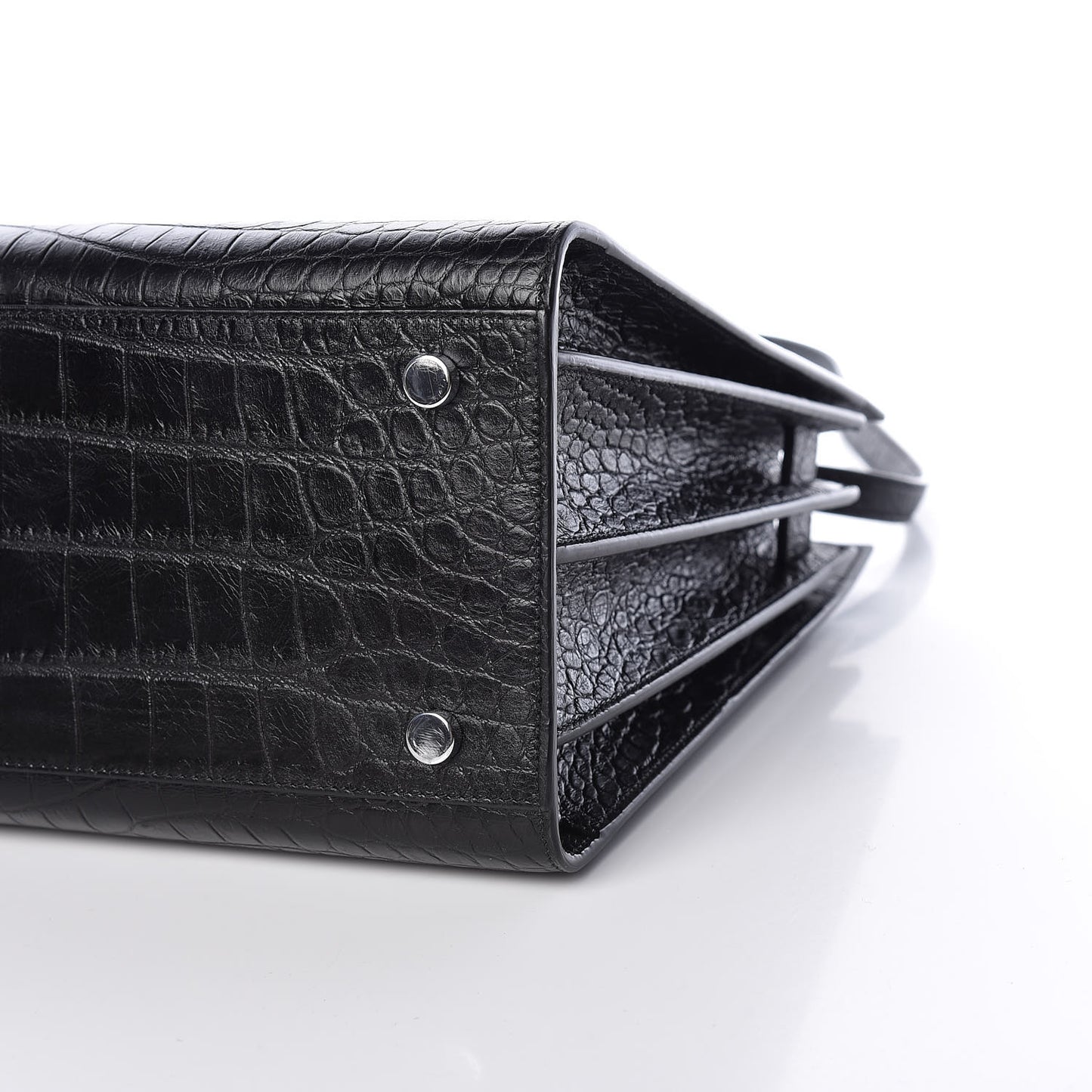 Calfskin Crocodile Embossed Small Sac de Jour Black