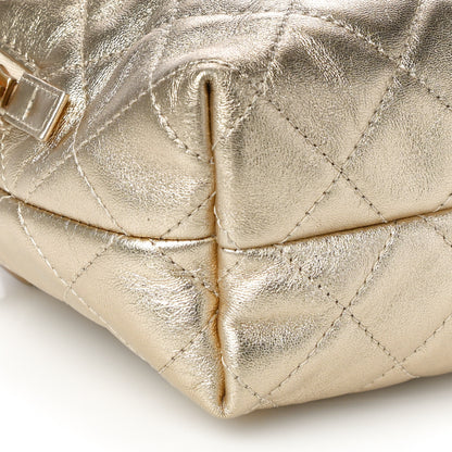 Chanel Metallic Lambskin Quilted Mini Bowling Bag Gold 9 of 10