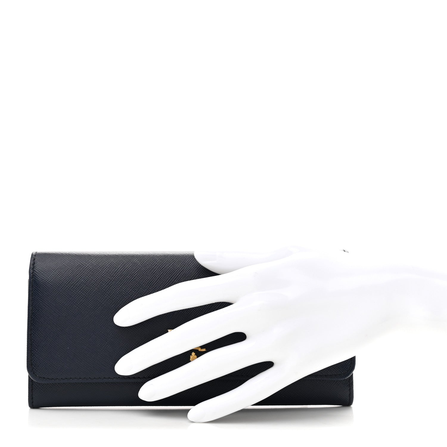 Prada Saffiano Metal Continental Flap Wallet Baltico Argento 2 of 6