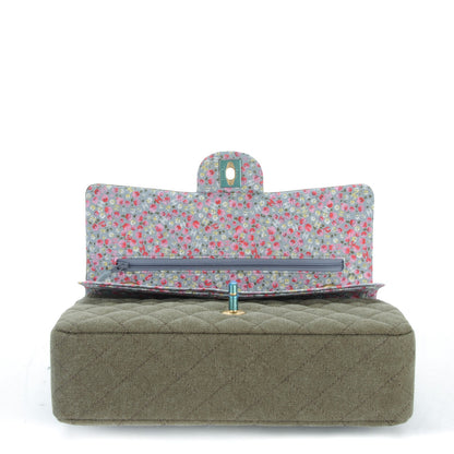 Chanel Toile Quilted Medium Cuba Double Flap Khaki 4 of 8