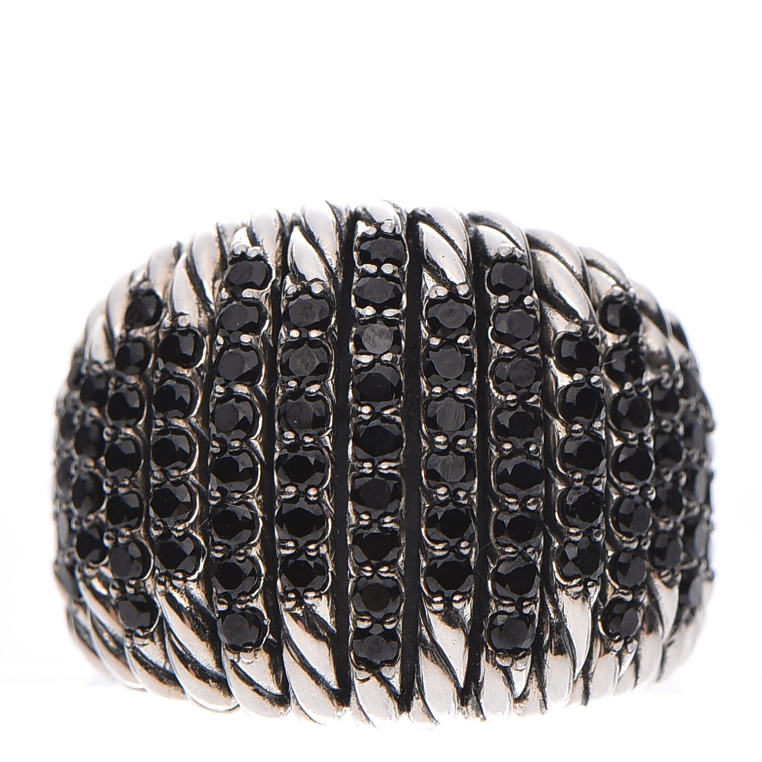 David Yurman Sterling Silver Black Spinel Tempo Ring 54 7 1 of 5