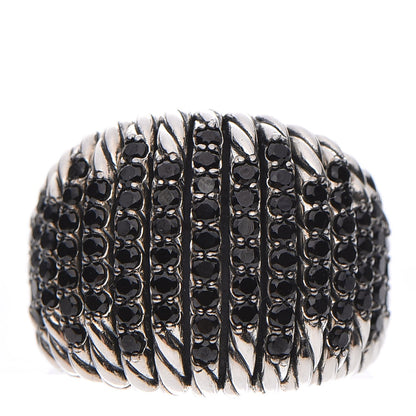 David Yurman Sterling Silver Black Spinel Tempo Ring 54 7 1 of 5