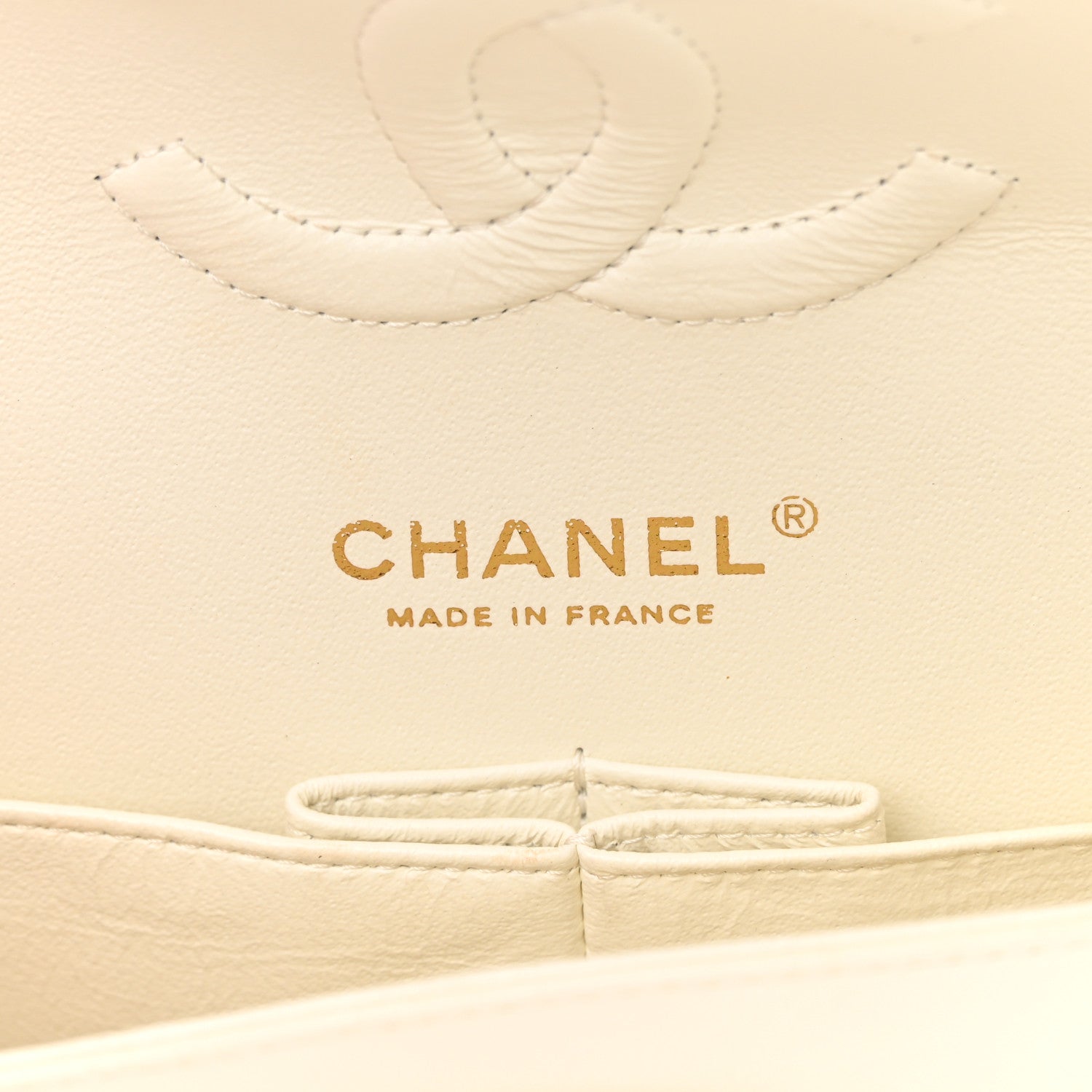 Chanel Lambskin Chevron Quilted Medium Double Flap Ivory 6 of 24