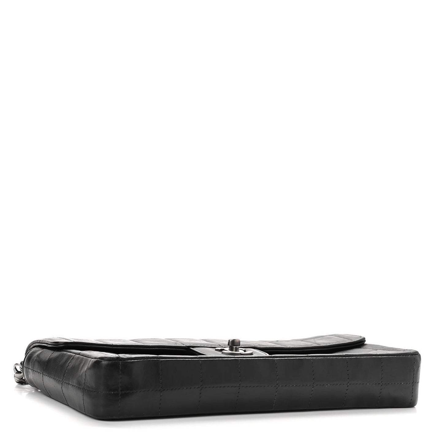Lambskin East West Chocolate Bar Flap Black