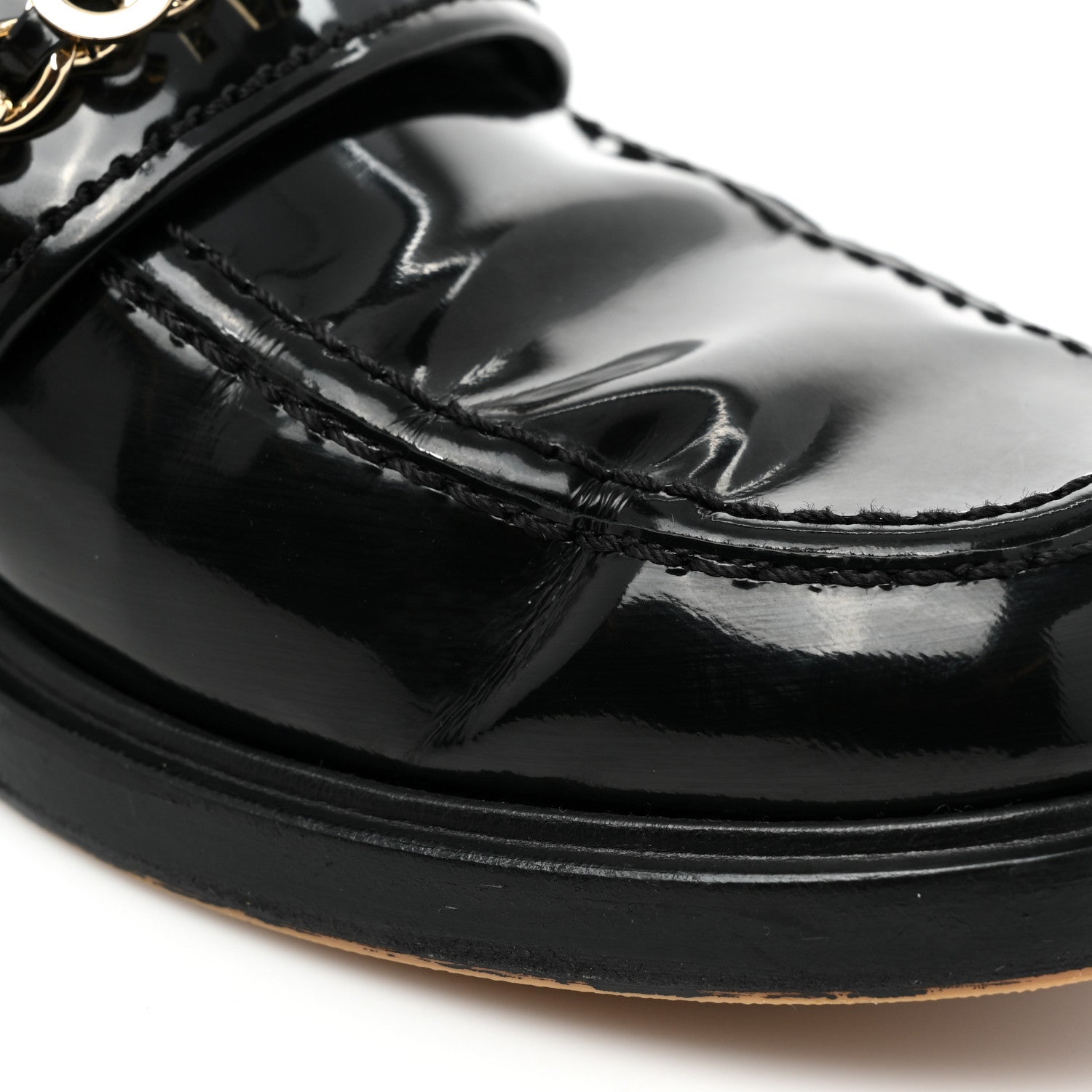 Chanel Shiny Calfskin Logo Loafers 38 Black 12 of 12