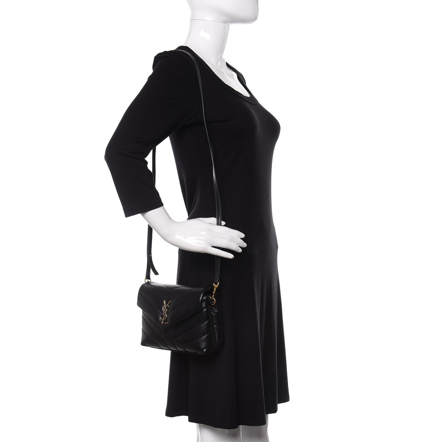 Saint Laurent Calfskin Y Quilted Monogram Toy Loulou Crossbody Bag Black 2 of 13