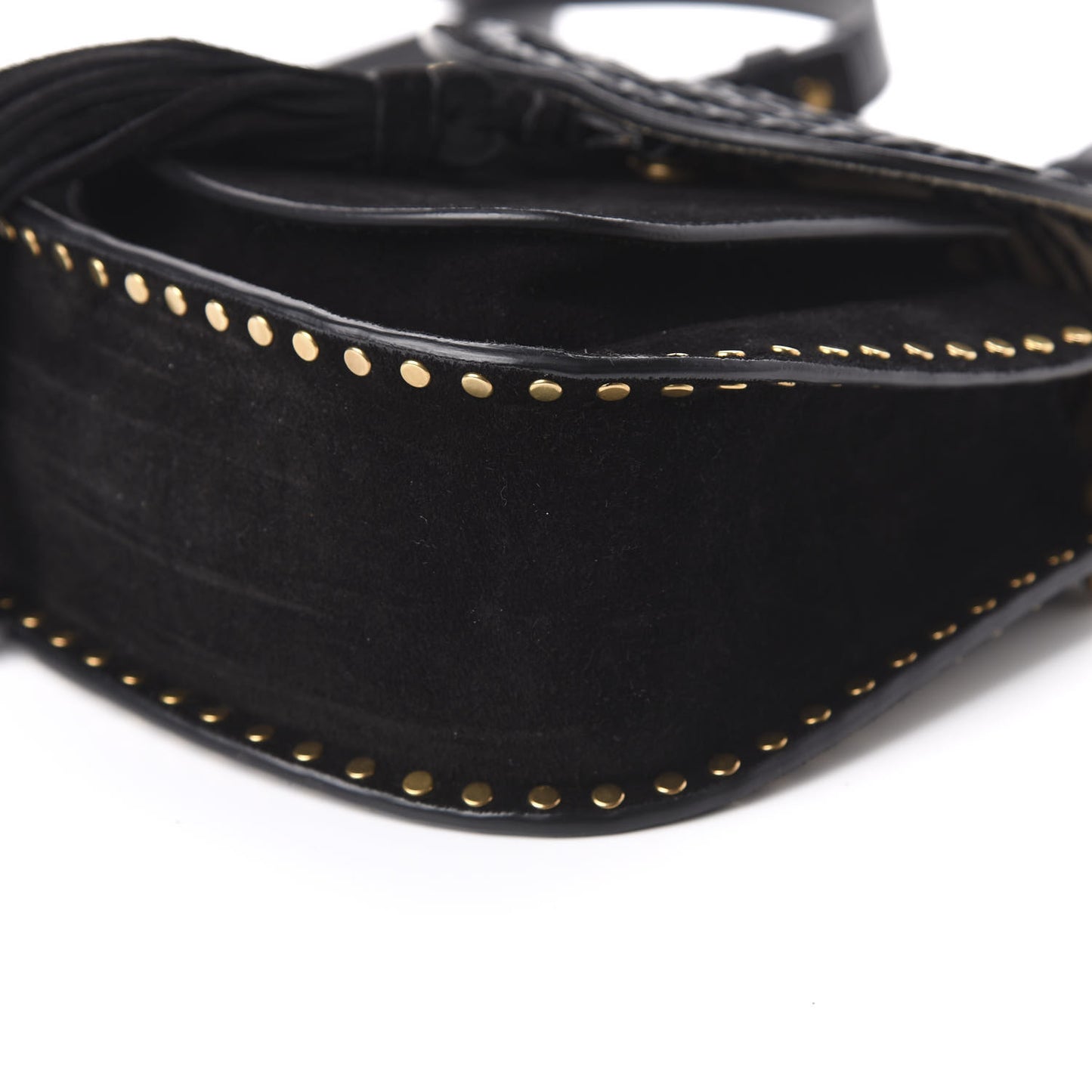 Suede Calfskin Braided Mini Hudson Shoulder Bag Black