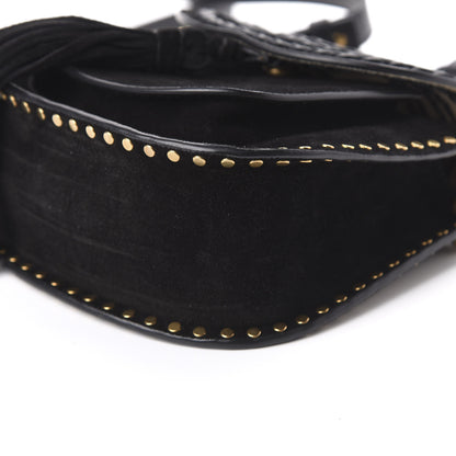 Chloe Suede Calfskin Braided Mini Hudson Shoulder Bag Black 7 of 9