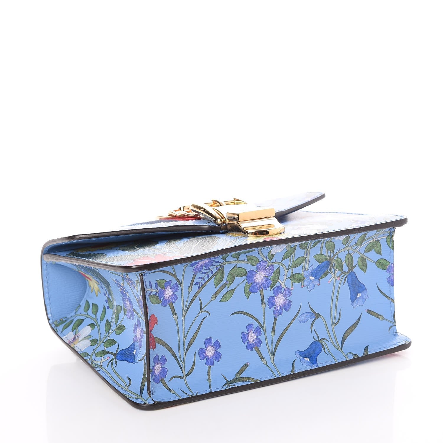 Gucci Shangai Calfskin Web New Flora Mini Sylvie Chain Shoulder Bag Azure 4 of 6