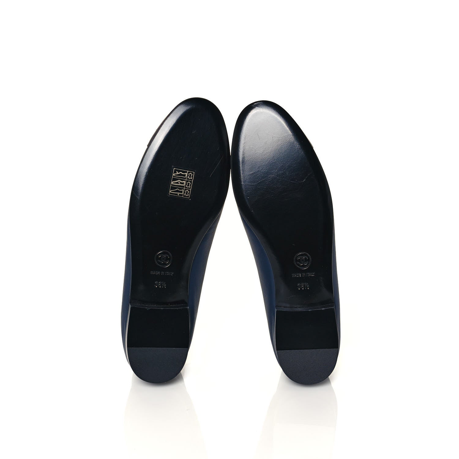 Chanel Lambskin Cap Toe Ballerina Flats 38.5 Dark Navy Marron 11 of 11