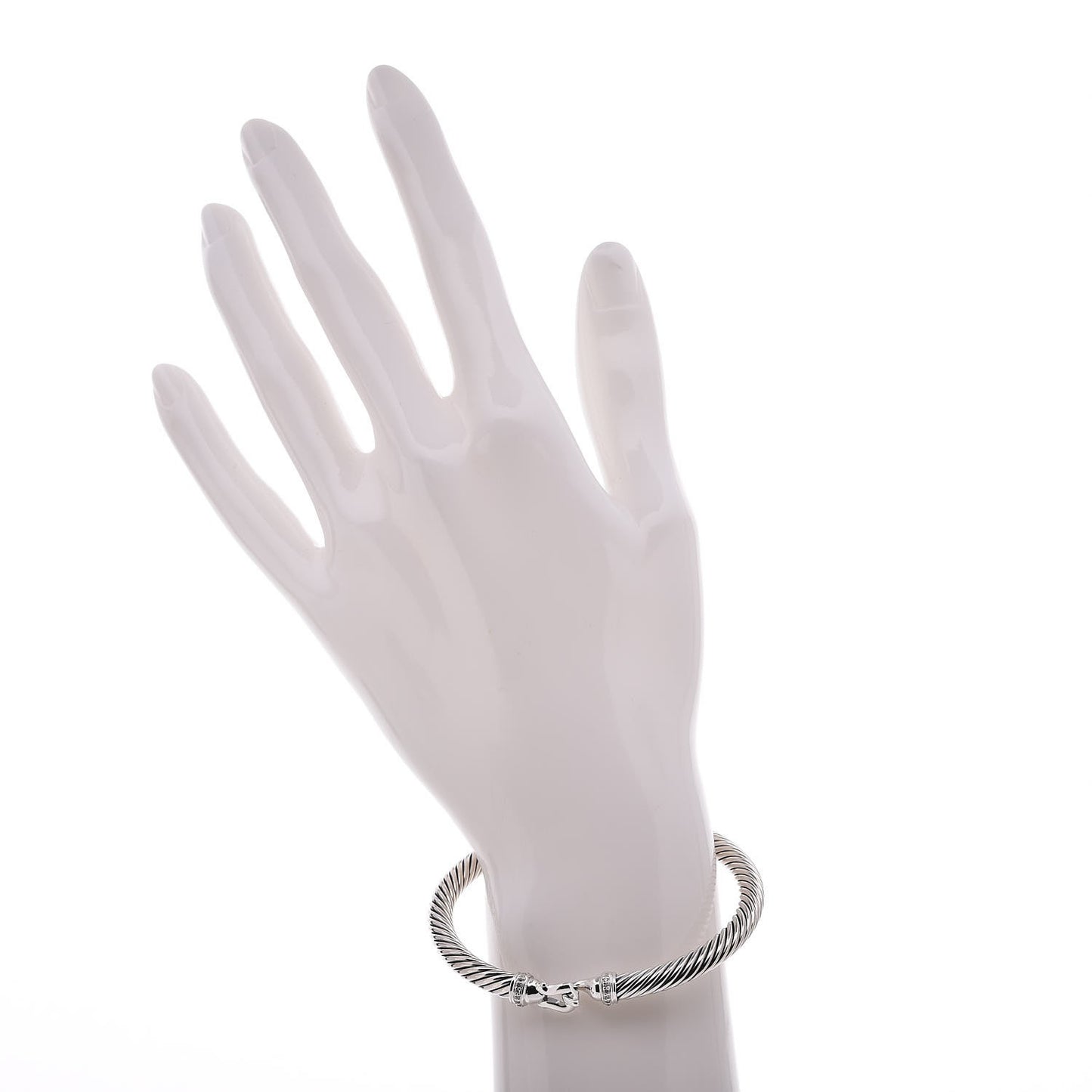 Sterling Silver Diamond 5mm Cable Buckle Bracelet