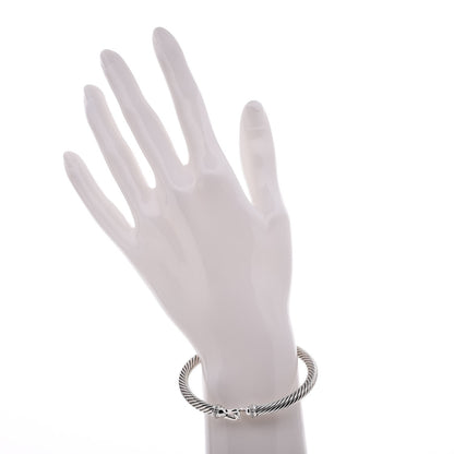 David Yurman Sterling Silver Diamond 5mm Cable Buckle Bracelet 2 of 5