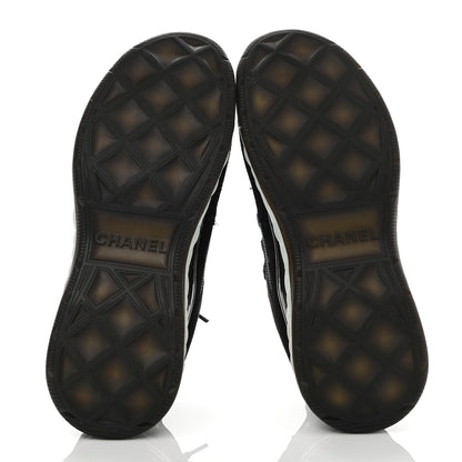 Chanel Fabric Suede CC Sneakers 38 Black Dark Grey 5 of 8