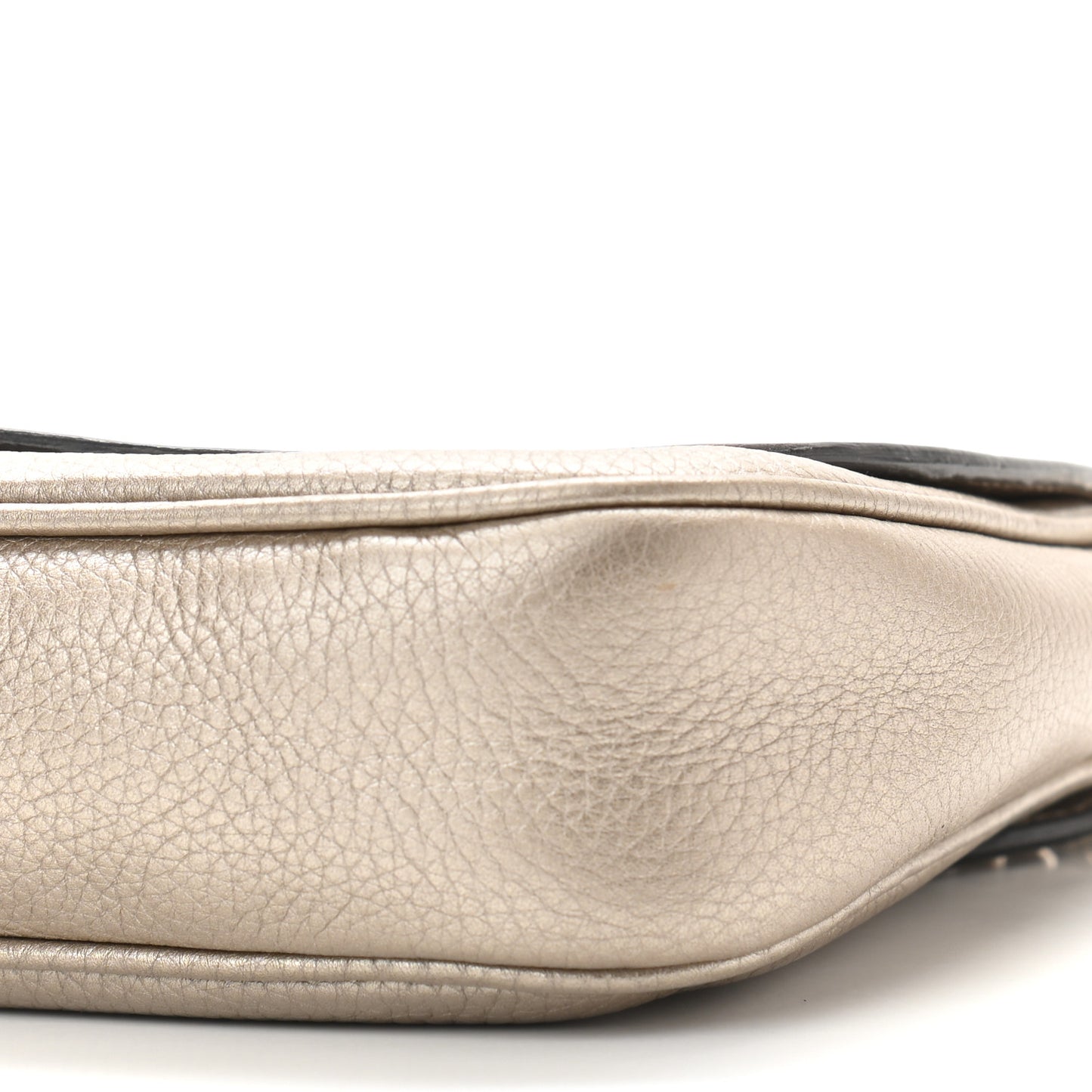 Metallic Pebbled Calfskin Medium Soho Flap Crossbody Golden Beige