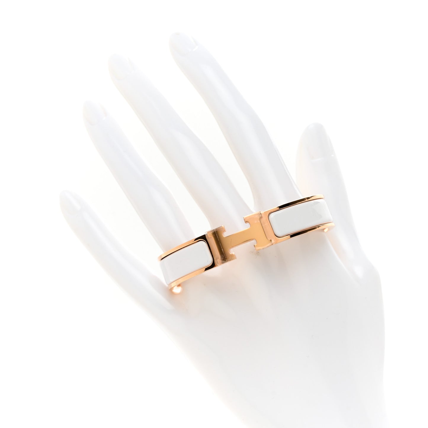 Enamel Narrow Clic Clac H Bracelet PM White