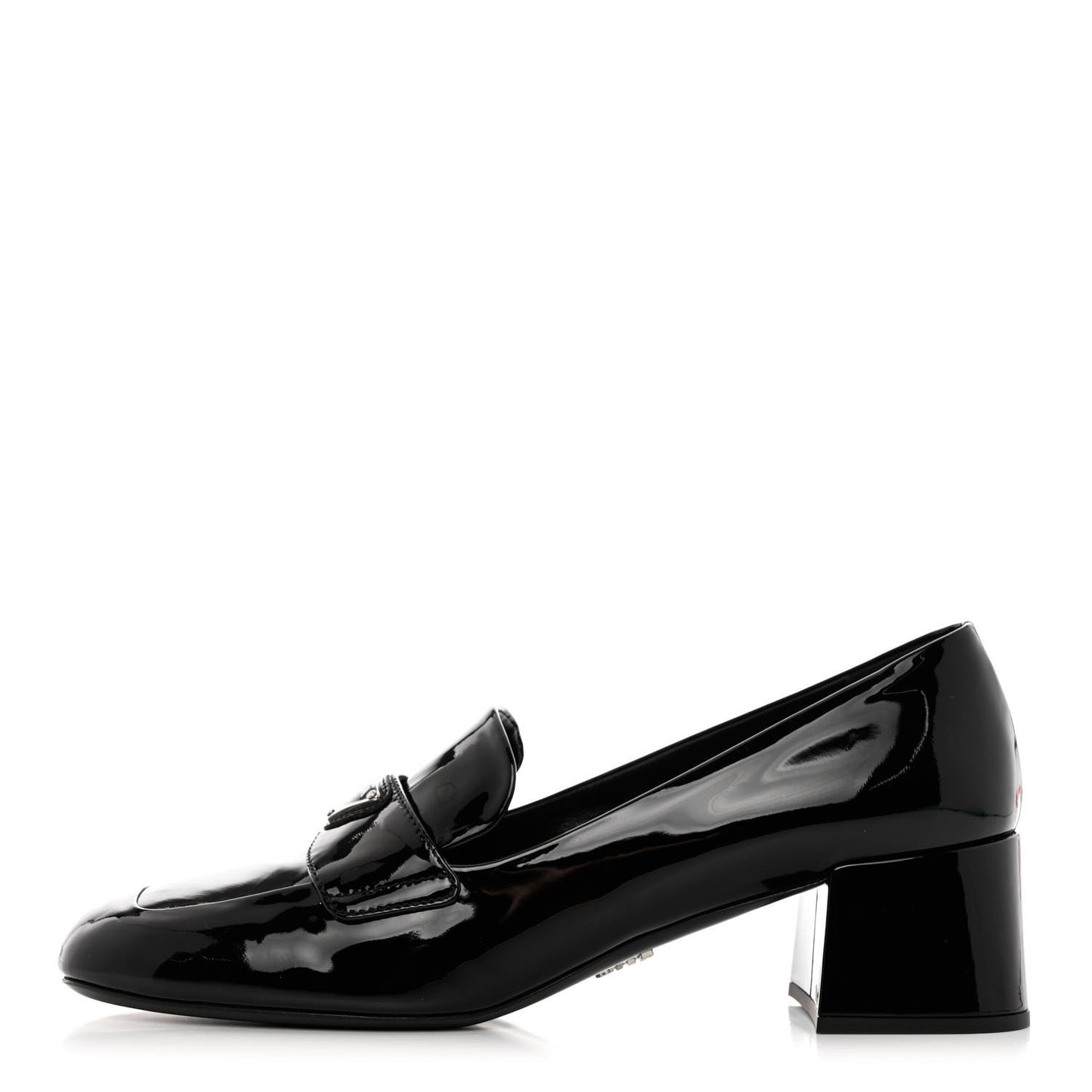 Vernice Metal Triangle Logo 45mm Loafer Pumps 39.5 Black