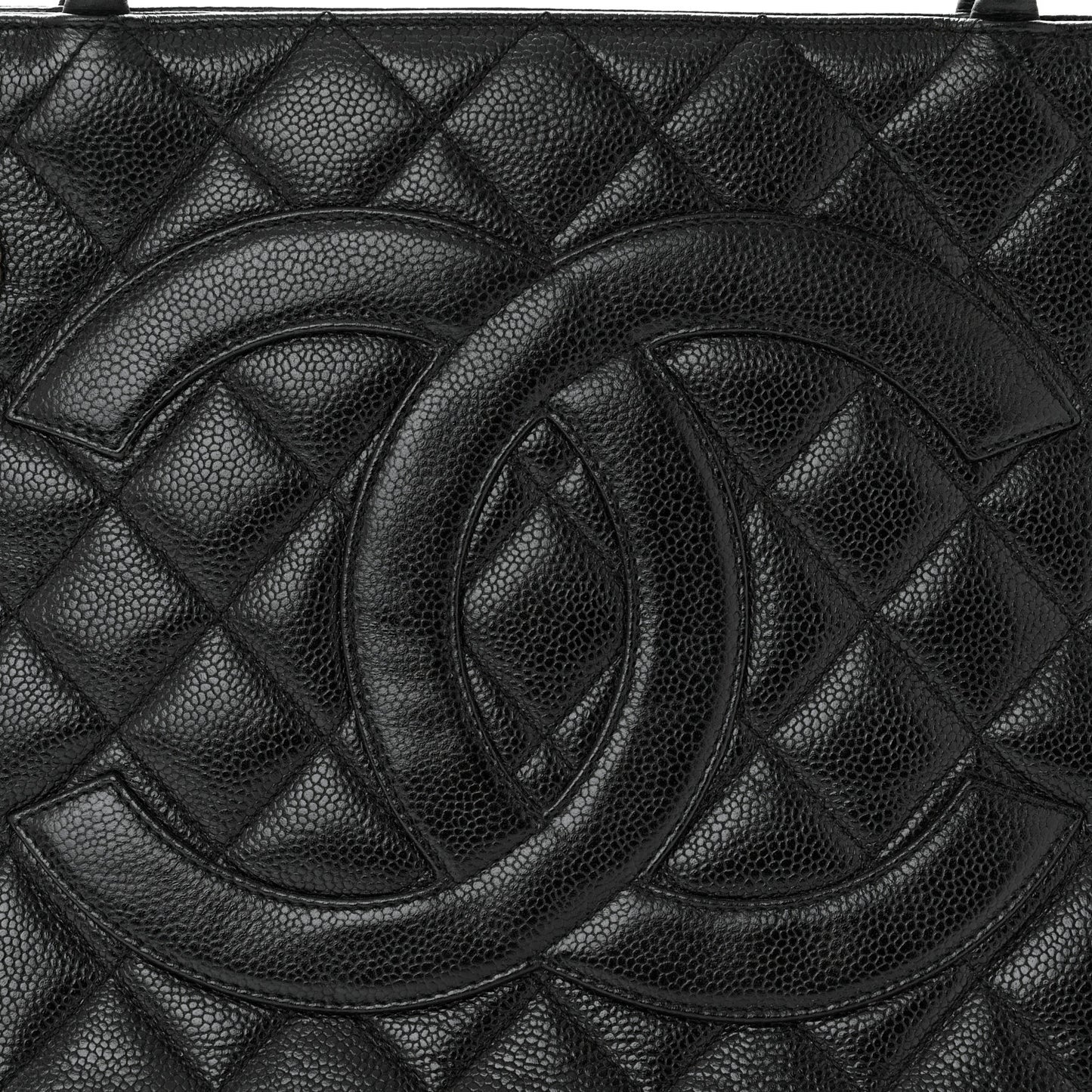 Caviar Quilted Medallion Tote Black