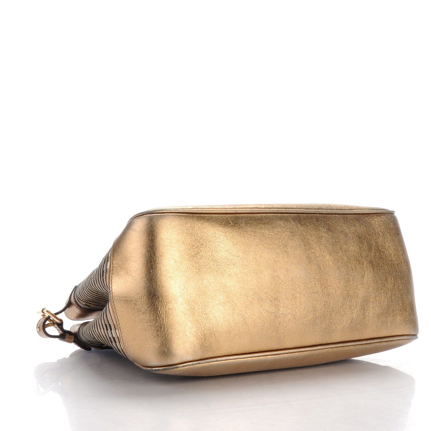 Burberry Haymarket Check Stripes Small Ravensdon Tote Gold 4 of 10
