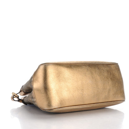 Burberry Haymarket Check Stripes Small Ravensdon Tote Gold 4 of 10