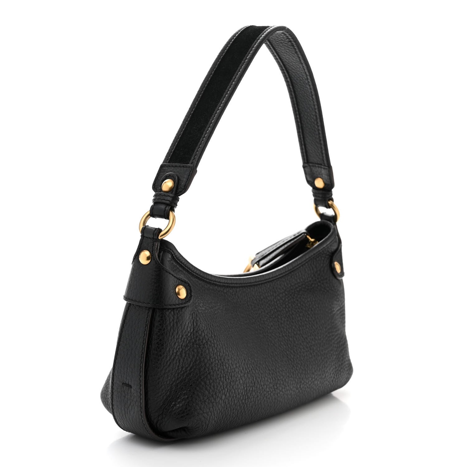 Salvatore Ferragamo Pebbled Calfskin Suede Small Gancini Shoulder Bag 3 of 10