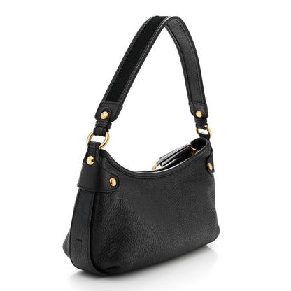 Salvatore Ferragamo Pebbled Calfskin Suede Small Gancini Shoulder Bag 3 of 10