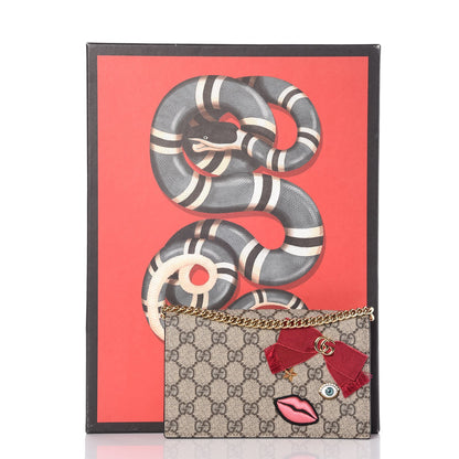 Gucci GG Supreme Monogram Face Embroidered Chain Wallet Pink 9 of 9