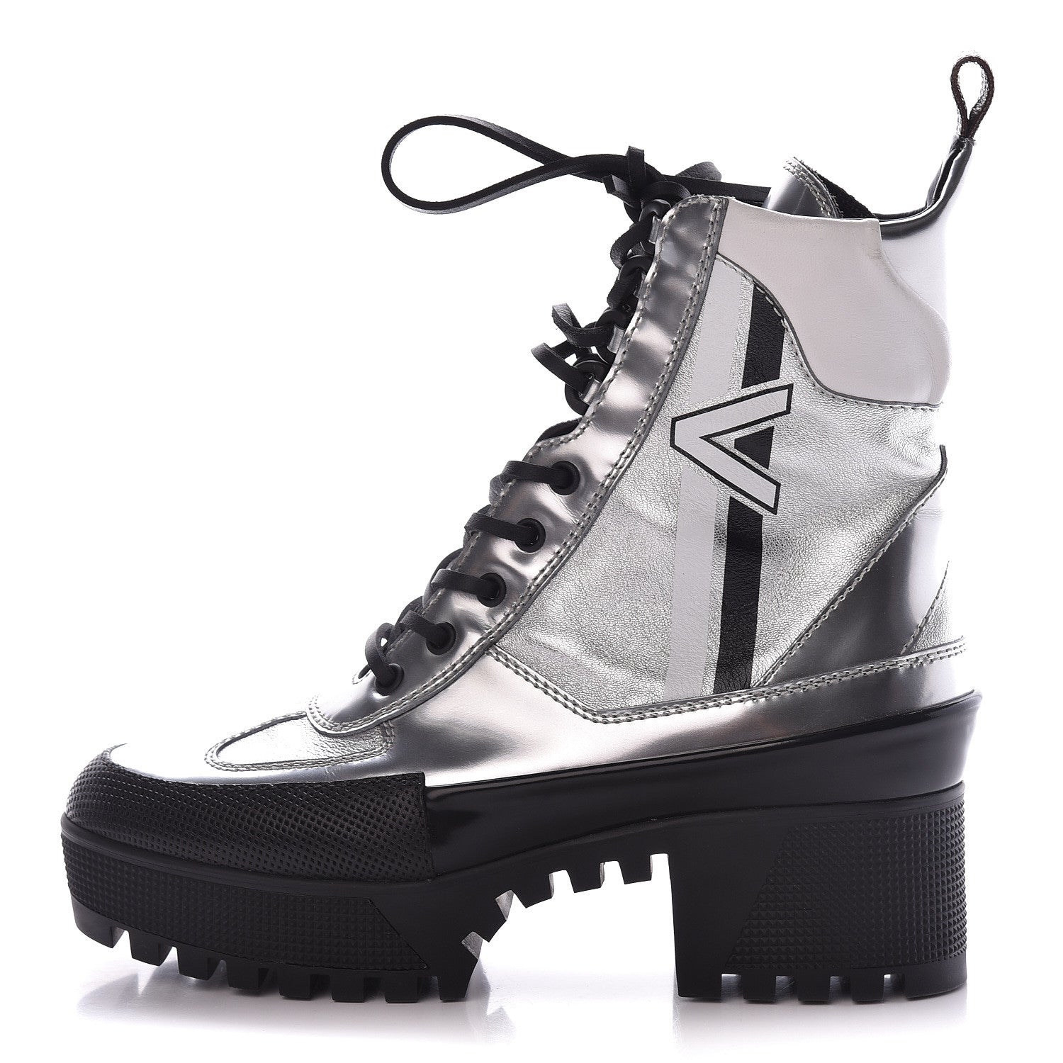 Louis Vuitton Patent Calfskin Spaceship Laureate Platform Desert Boots 37.5 Silver 1 of 8