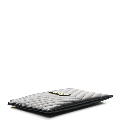 Saint Laurent Grain De Poudre Chevron Monogram Bill Pouch Black 4 of 8