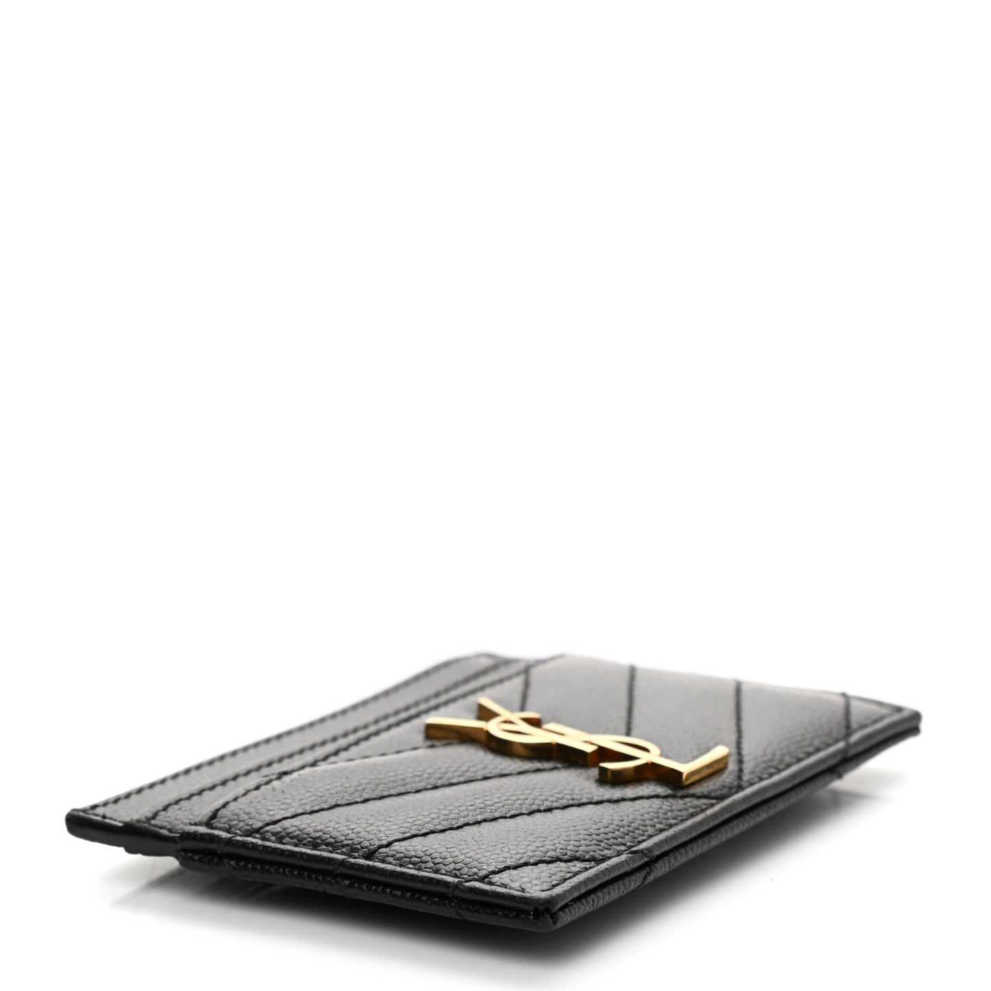 Grain De Poudre Matelasse Chevron Monogram Credit Card Case Black