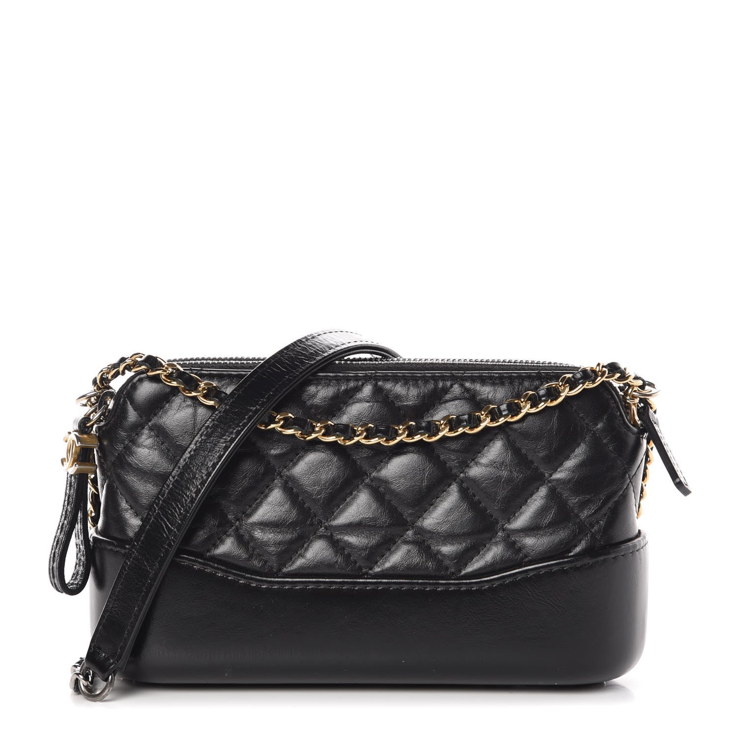 Chanel Aged Calfskin Quilted Small Gabrielle Clutch With Chain Black 1 of 14