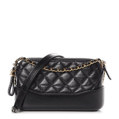 Chanel Aged Calfskin Quilted Small Gabrielle Clutch With Chain Black 1 of 14