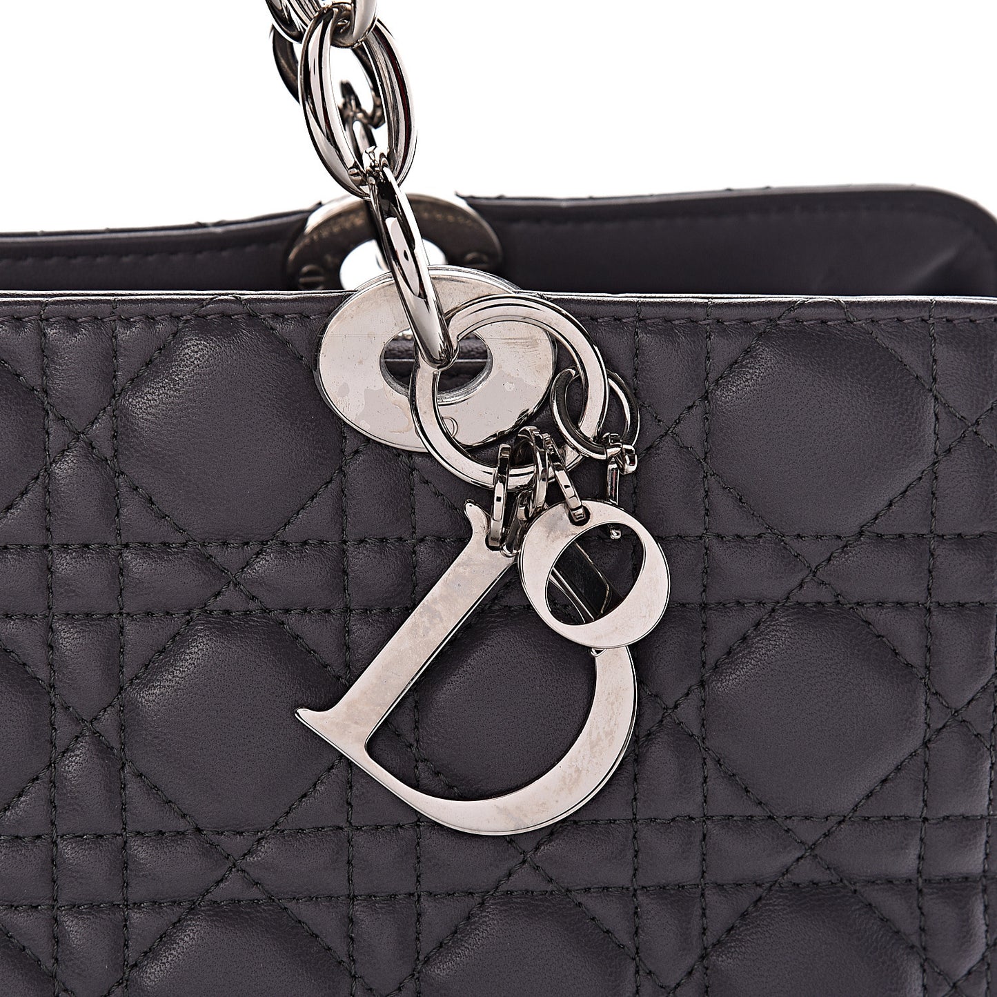 Lambskin Cannage Large Dior Soft Shopping Tote Grey