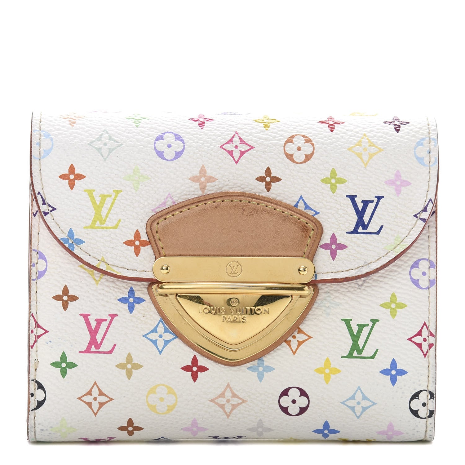 Louis Vuitton Monogram Multicolor Joey Wallet White Litchi 1 of 9