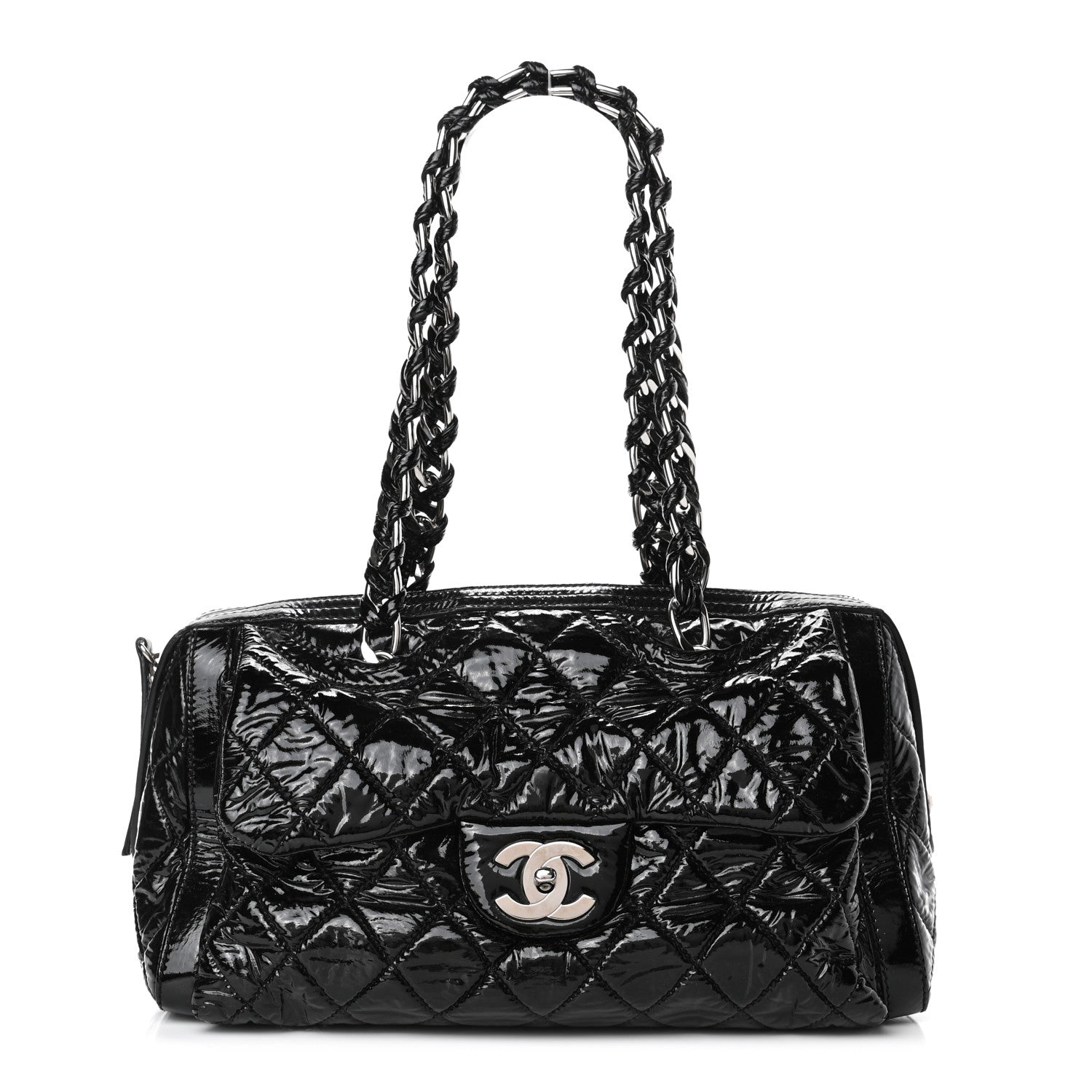 Chanel Patent Quilted Day Glo Flap Bag Black 1 of 4